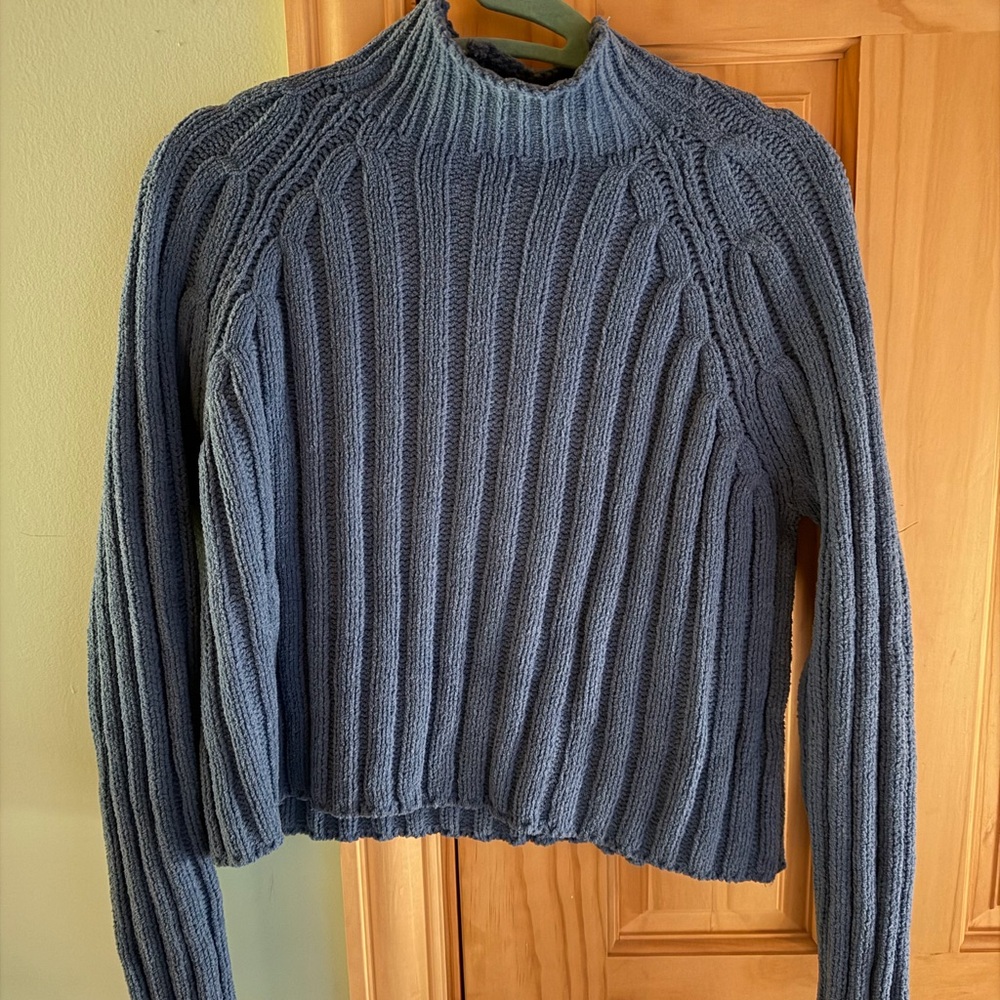 American Eagle Outfitters Ribbed Blue Turtleneck Sweater